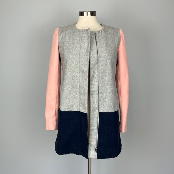 Sabine Womens Layne Colorblock Zip Front Jacket Gray Pink Blue size XS - Picture 9 of 13